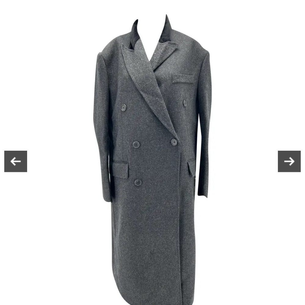 Papermoon Wool Charcoal Double-Breasted Trench Coat